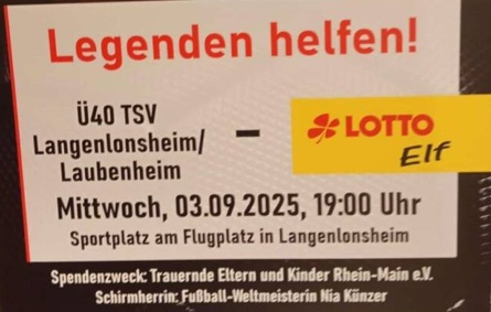 Benefizspiel der Lotto-Elf zugunsten Trauernde Eltern & Kinder Rhein-Main e.V.